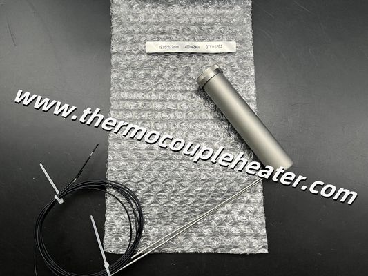 Calentador de bobina microtubular con boquilla de calefacción con orificios de bloqueo y termopar