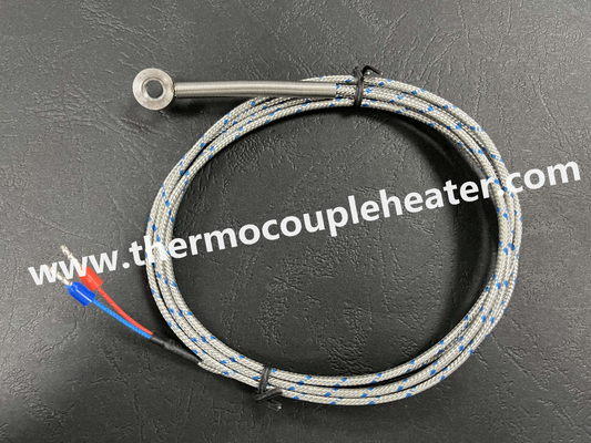 Sensor de termopares con terminal de anillo y cable blindado de acero inoxidable