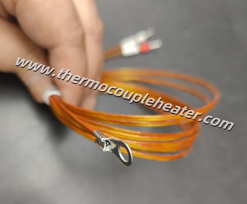 Termopar tipo J personalizado con terminal de anillo y cable de extensión Kapton