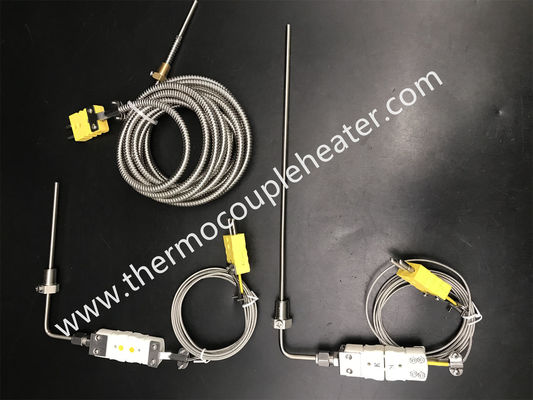 Termopar flexible tipo K con racor de compresión ajustable y conector