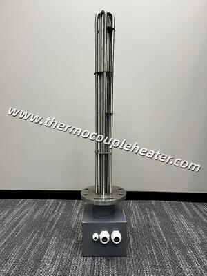 Calentador tubular de flancos con caja de conexión para el calentamiento de tanques industriales y procesos