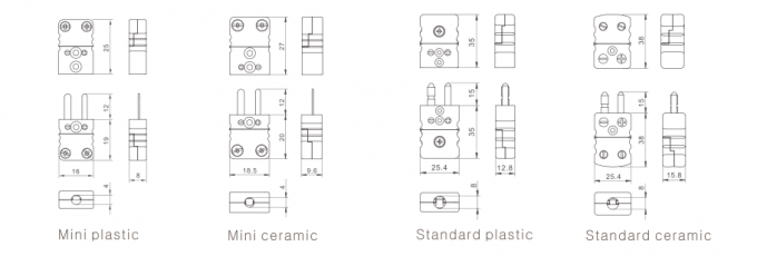 Tipo estándar conector de Alume J del cromel de los componentes del termopar de termopar