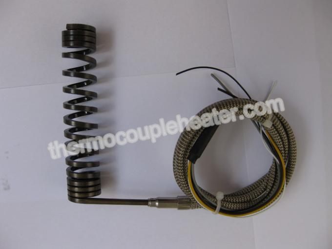Mini calentador de bobina con alambre de ventaja inoxidable de la fibra de vidrio de la cáscara de acero el 1m del tipo J o de K del termopar