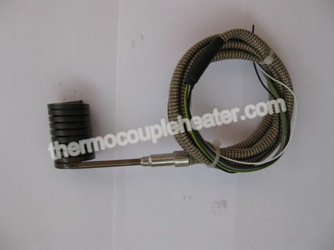 Mini calentador de bobina con alambre de ventaja inoxidable de la fibra de vidrio de la cáscara de acero el 1m del tipo J o de K del termopar