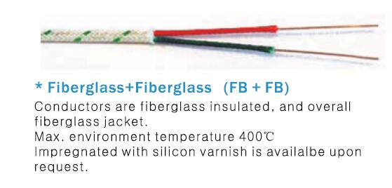 Tipo de cable modificado para requisitos particulares de extensión de termopar K 24AWG con los materiales de la fibra de vidrio
