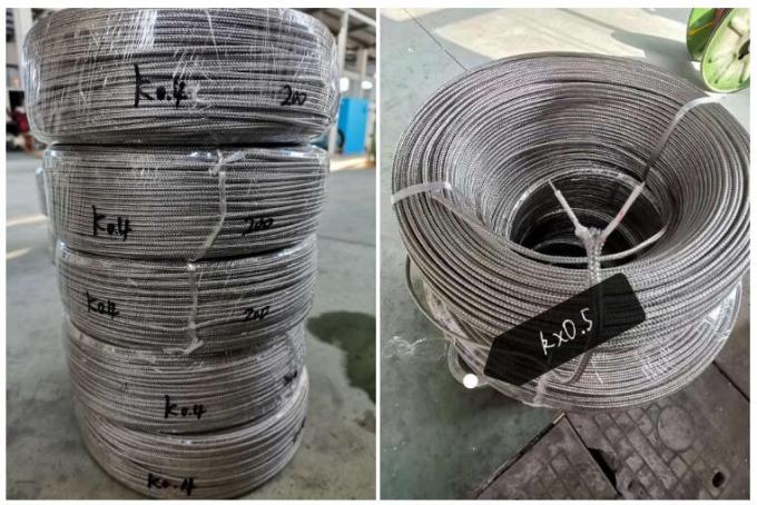 KX Tipo 2Core x 0,4 mm Cable de termoparejas de acero inoxidable Shield Fibra de trenza aislada