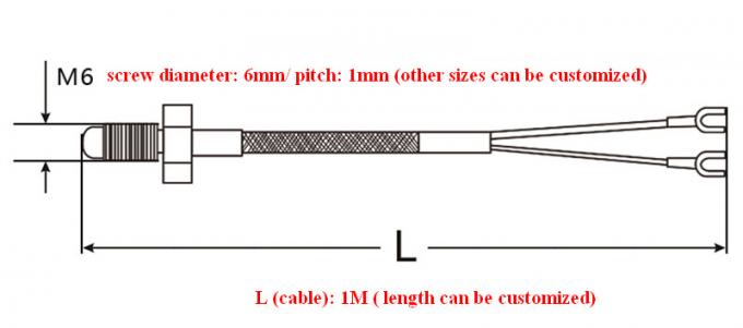 Tubo de componentes para M6 Sensor de temperatura de la sonda de la industria de rosca de tornillo Tipo de termopareja E K J