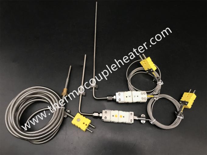 Termopar flexible tipo K con racor de compresión ajustable y conector